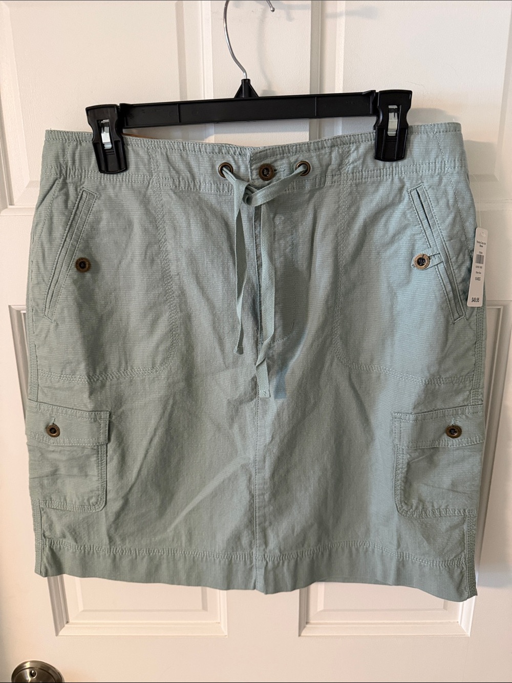 NWT L.L. Bean Favorite Fit Ripstop Cargo Utility Mini Skirt Silver Blue Size 10